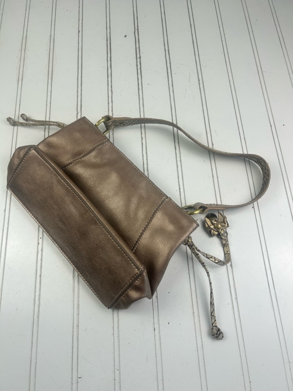 Liz Claiborne Vintage Beige Taupe Y2K Chic Snakeskin Small Shoulder Bag - Picture 3 of 11